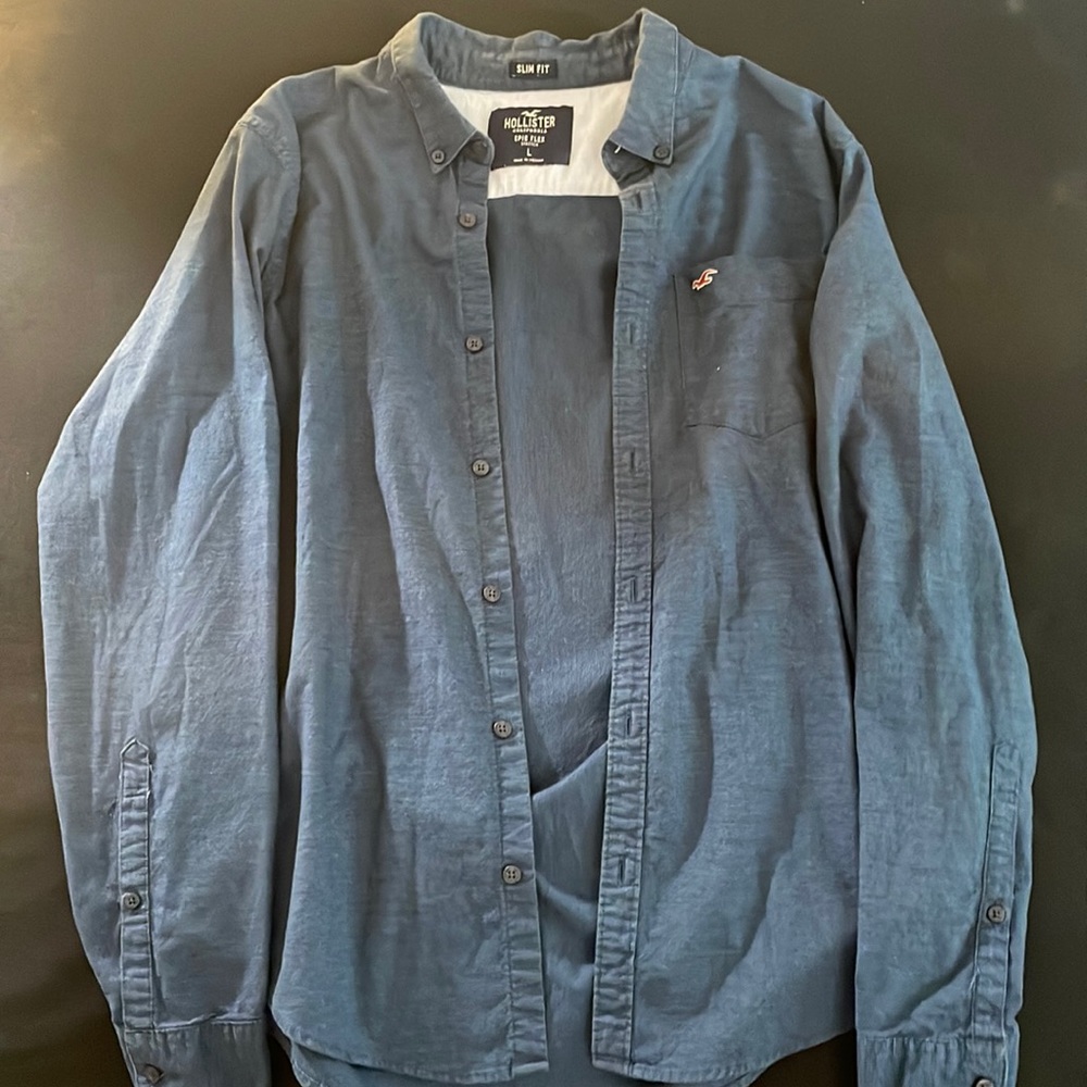 Blue Hollister Button Down Long Sleeve